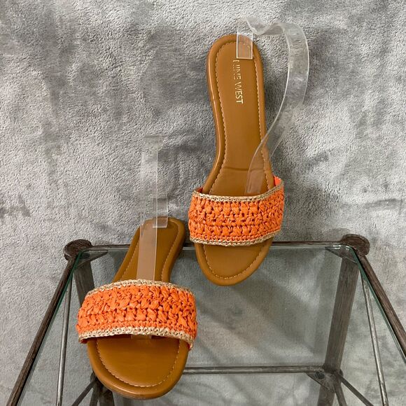 Nine West shoes  Woven Slide Flat Sandals women’s Size 8 Boho beach pool vacay - Picture 1 of 10
